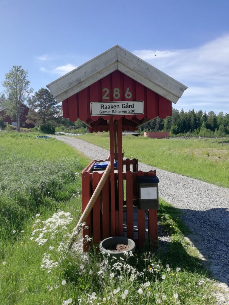 Red mailbox in field Norway